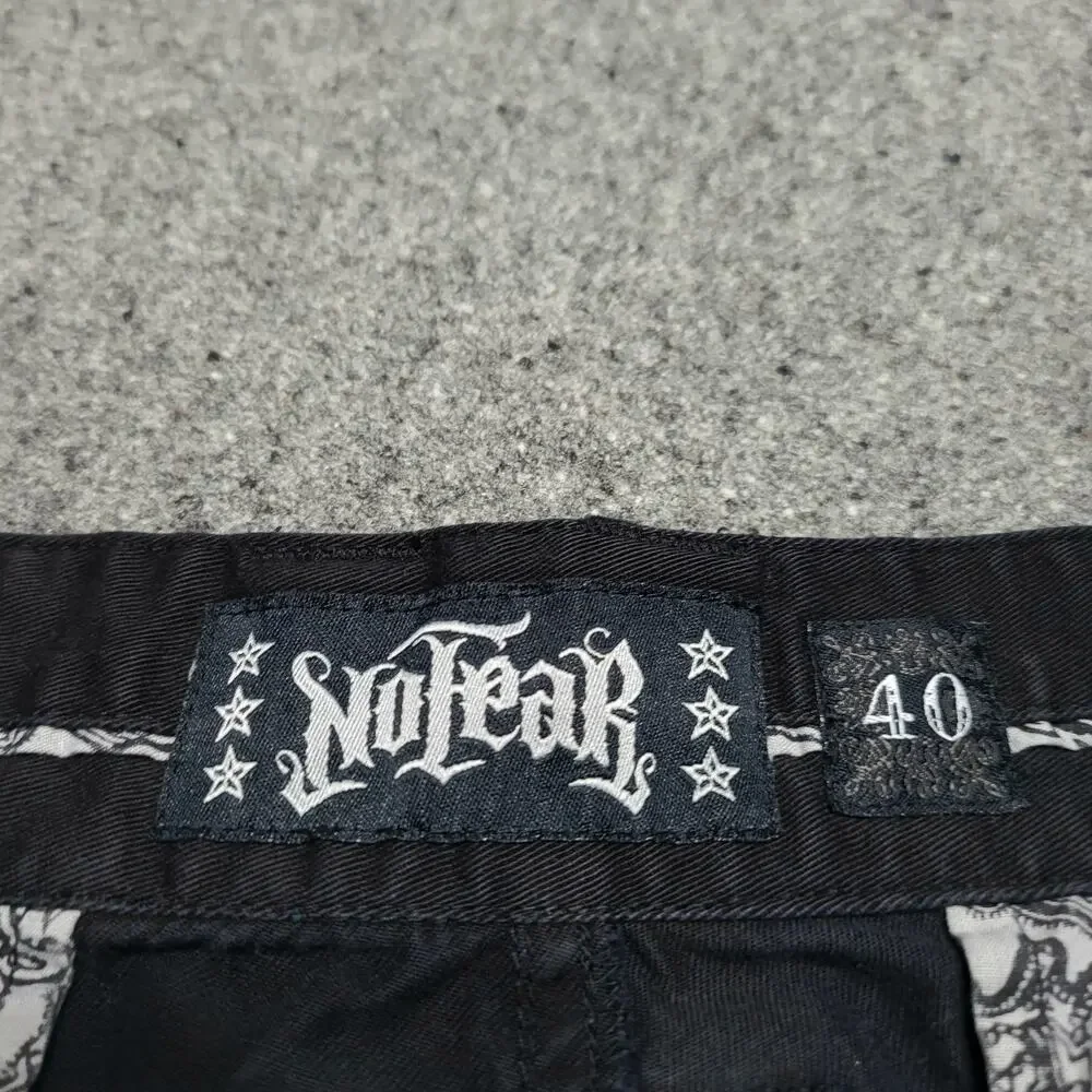 Vintage Y2K No Fear Shorts Mens 40 Black Skater Grunge Baggy Streetwear Punk